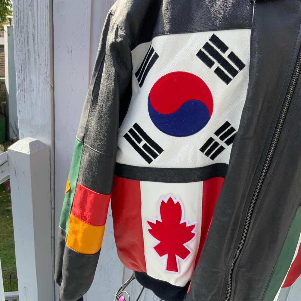 Vintage Phase 3 Flags Patchwork Bomber Leather Ja… - image 8